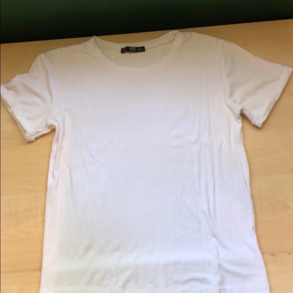 Zara crew neck crop white T-Shirt